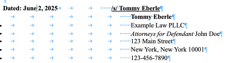 Word signature alignment issue when date changes