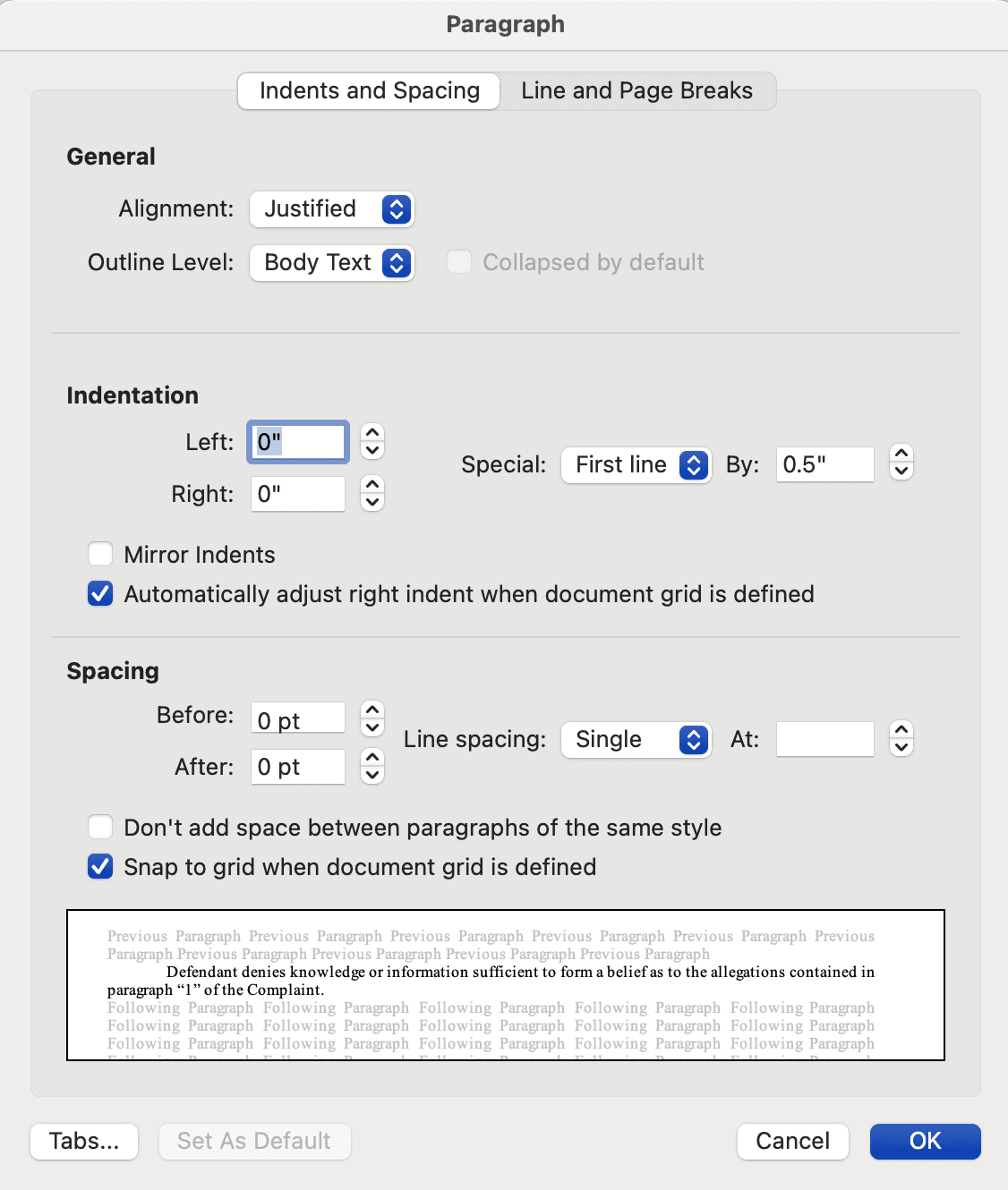 Word paragraph format dropdown