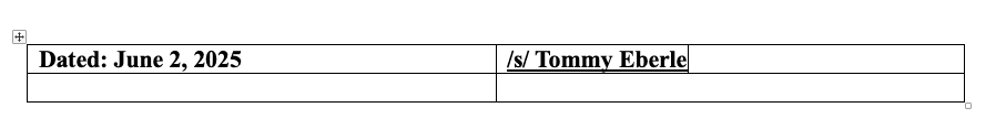 Word table cell text entry
